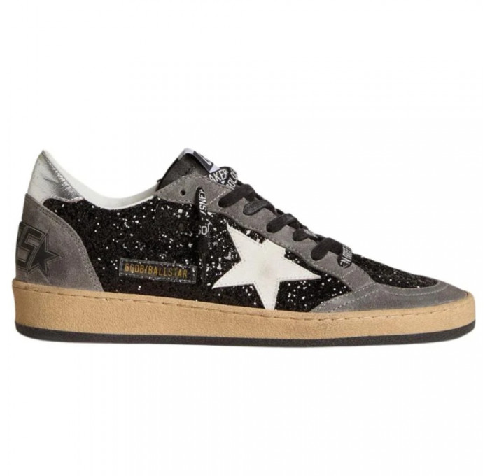 Кеды Golden Goose Ball-Star Black Glitter Grey White