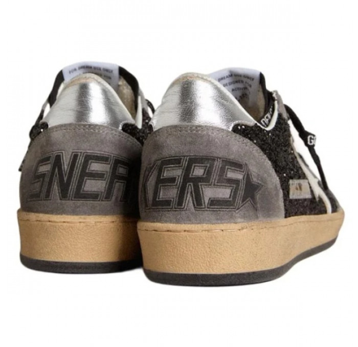 Кеды Golden Goose Ball-Star Black Glitter Grey White