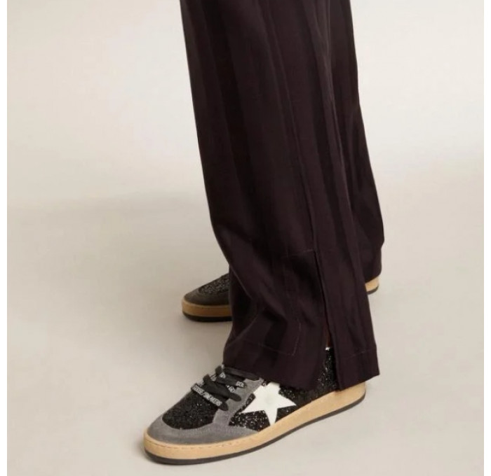 Кеды Golden Goose Ball-Star Black Glitter Grey White