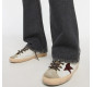 Кеды Golden Goose Super-Star Burgundy Glitter Star And Silver Heel Tab