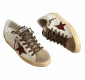 Кеды Golden Goose Super-Star Burgundy Glitter Star And Silver Heel Tab
