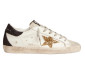 Кеды Golden Goose Super-Star Gold Glitter Star And Black Glitter Heel Tab