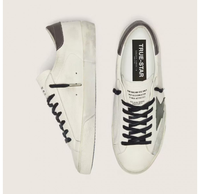 Кеды Golden Goose Super-Star Green Leather Star And Grey Leather Heel Tab