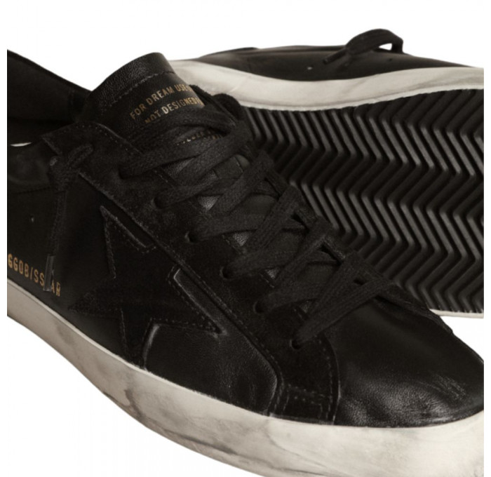 Кеды Golden Goose Super-Star In Black Nappa With Black Suede Star And Heel Tab