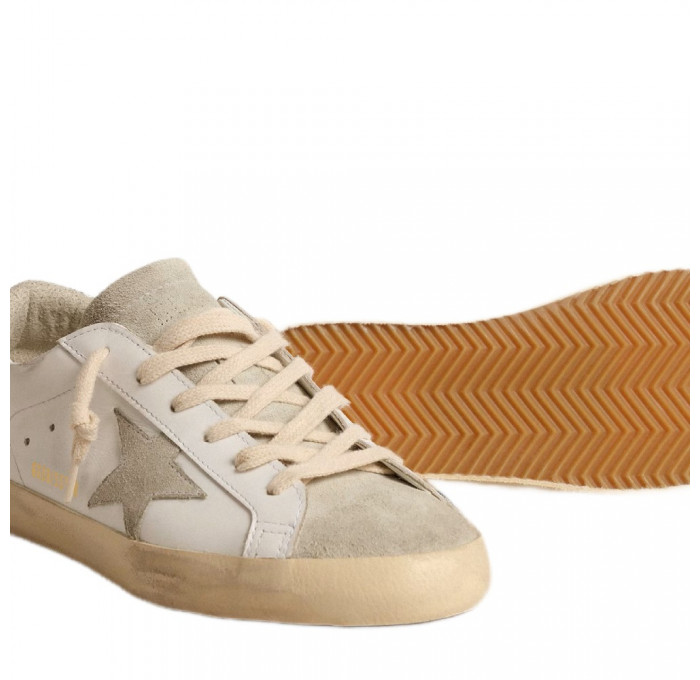 Кеды Golden Goose Super-Star With Gray And Silver Glitter Heel Tab