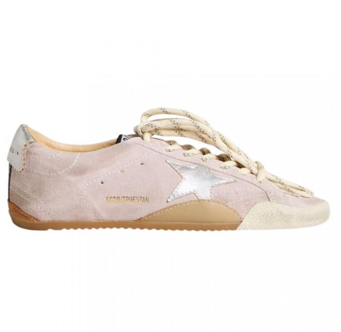 Кеды Golden Goose Womens True-Star In Pastel Pink Suede With Silver Star And Heel Tab