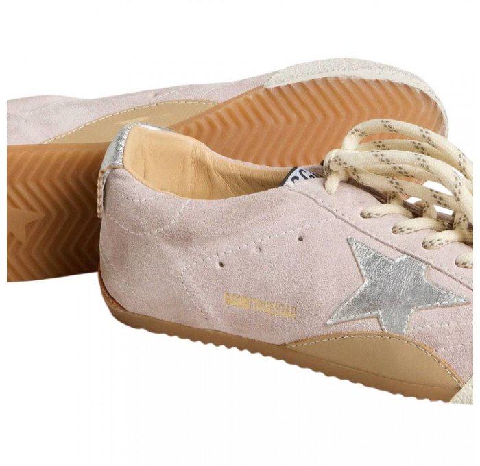 Кеды Golden Goose Womens True-Star In Pastel Pink Suede With Silver Star And Heel Tab