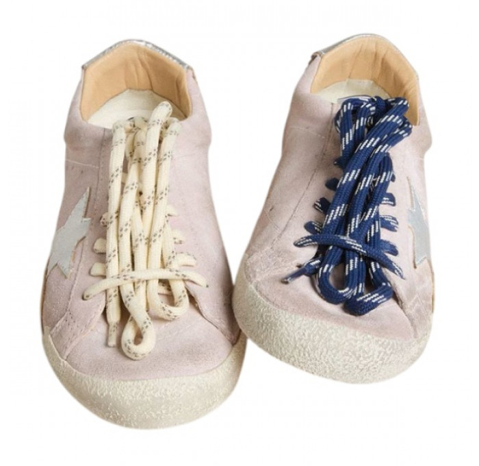 Кеды Golden Goose Womens True-Star In Pastel Pink Suede With Silver Star And Heel Tab