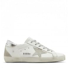 Golden Goose Super-Star With Silver Heel Tab And Metal Stud Lettering
