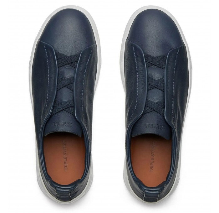 Кроссовки Zegna Triple Stitch Leather Blue